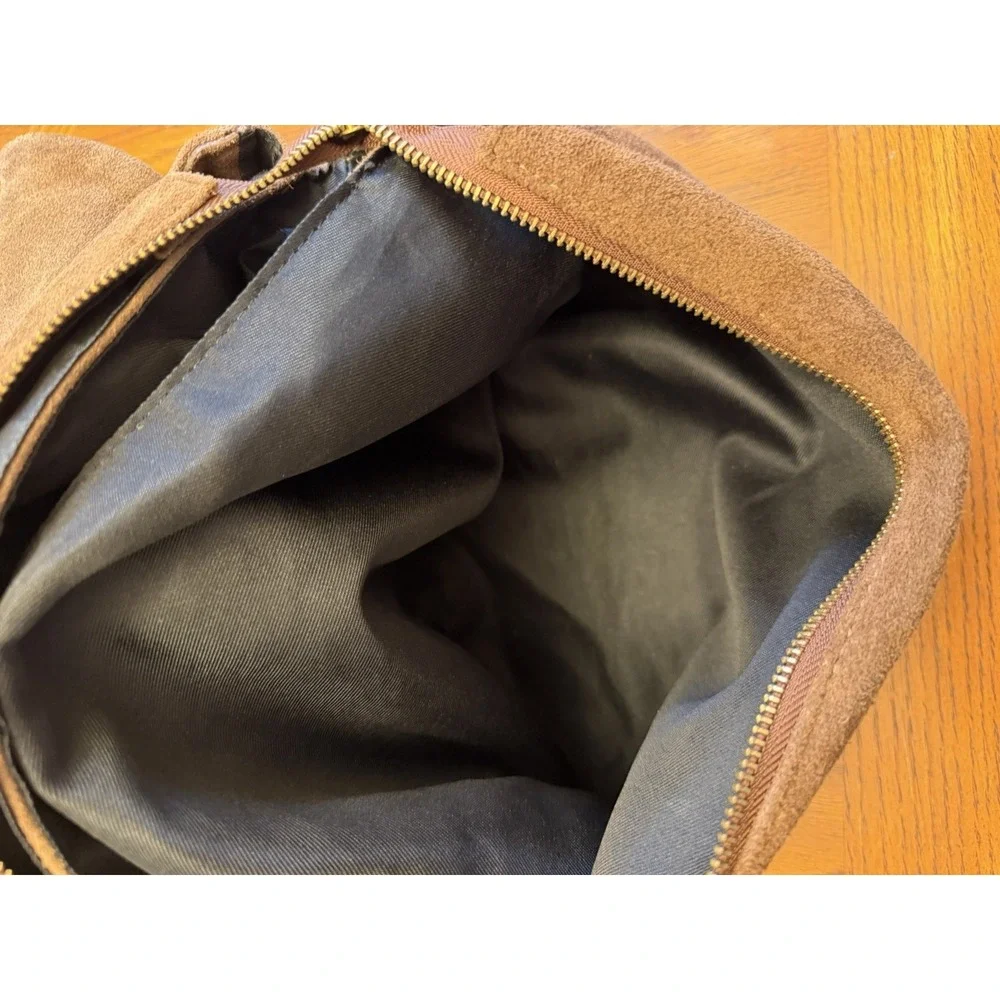 Viola Castanelli Brown Suede Leather Shoulder Bag Purse